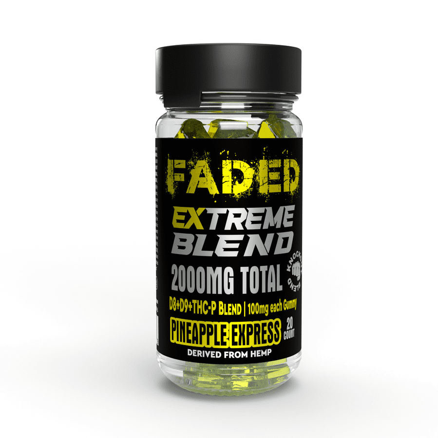 FADED D8+D9+THC-P PINEAPPLE EXPRESS 2000MG EXTREME GUMMIES 20 COUNT