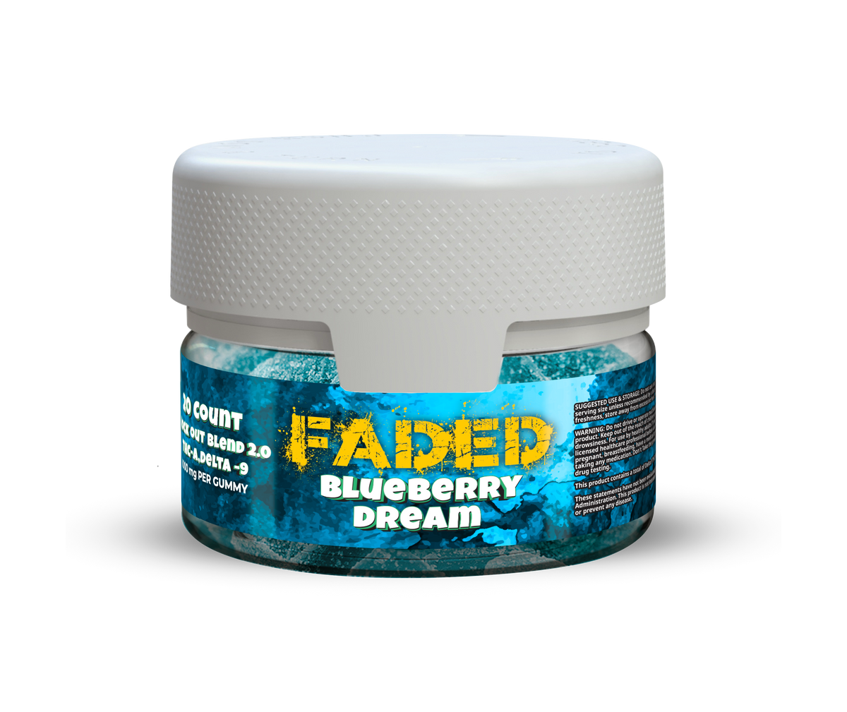 Faded Knock-Out Blend 2.0 THC-A + D9 Gummies 20Ct Jar | 20000MG Jar