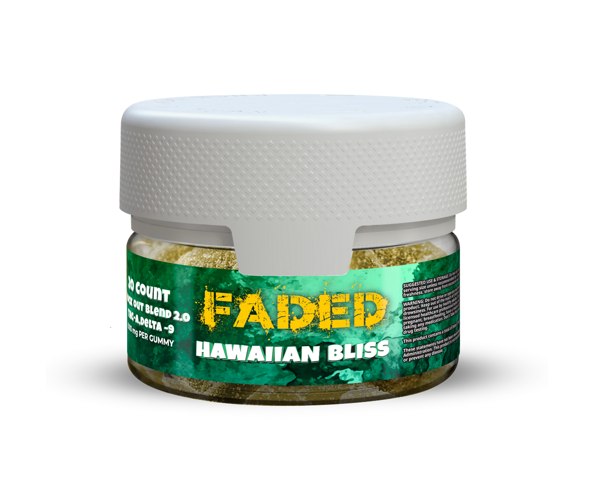 Faded Knock-Out Blend 2.0 THC-A + D9 Gummies 20Ct Jar | 20000MG Jar