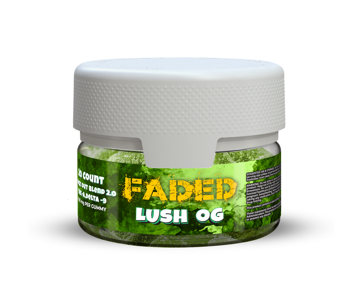 Faded Knock-Out Blend 2.0 THC-A + D9 Gummies 20Ct Jar | 20000MG Jar