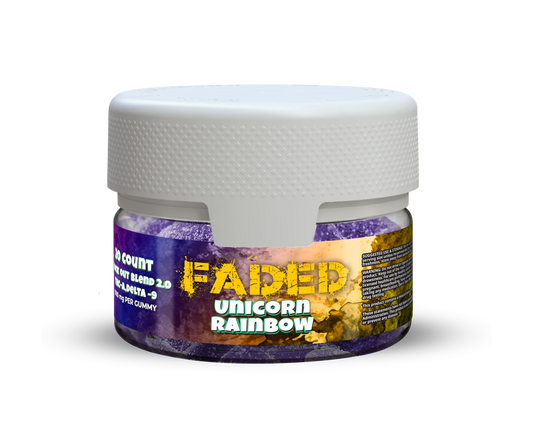 Faded Knock-Out Blend 2.0 THC-P + D9 Unicorn Rainbow Gummies 20Ct Jar | 30000 MG Jar