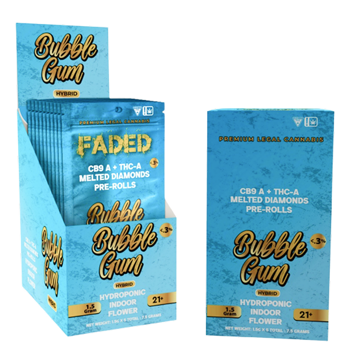 Faded 5 Count Bubble Gum THCA Prerolls
