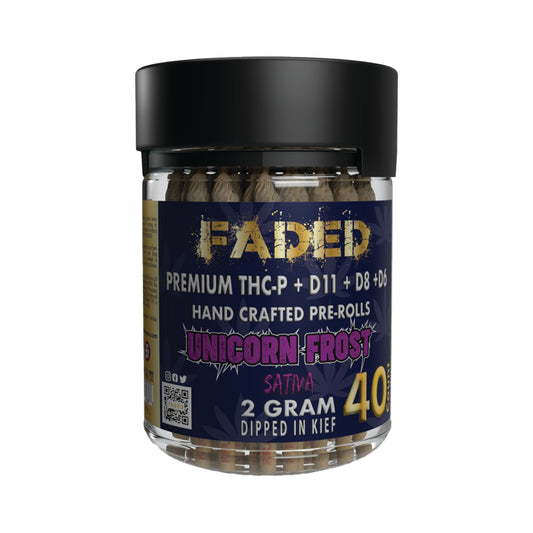 FADED PREMIUM DELTA-11+DELTA-6+DELTA-8+THC-P UNICORN FROST HAND CRAFTED PRE-ROLL 2GR 40CT JAR