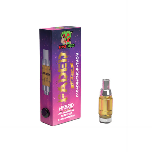 FADED D-10+D-8+THC-P+THC-H LIVE RESIN RECHARGEABLE CARTRIDGE - HYBRID APPLE JACKS 2.5ML